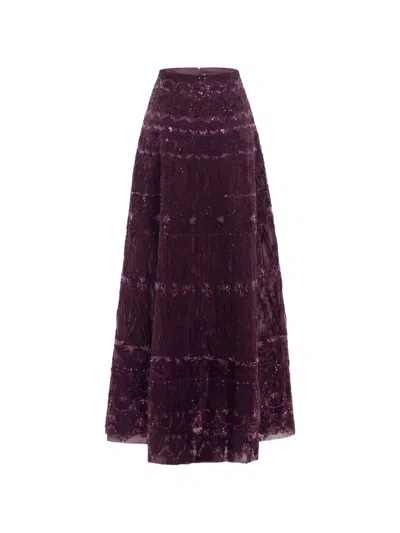 Saiid Kobeisy Beaded A-line Maxi Skirt In Purple