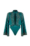 Saiid Kobeisy Beaded Long-sleeve Bodysuit
