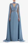 Saiid Kobeisy Crepe Dress With Cape In Multi