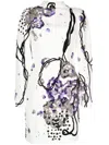 Saiid Kobeisy Beaded Crepe Minidress In White