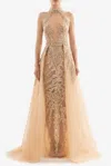 Saiid Kobeisy Beaded Gown With Overskirt In Multi