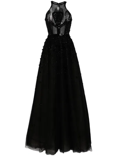 Saiid Kobeisy Beaded Halterneck Gown In Black