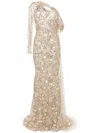 Saiid Kobeisy Beaded One-shoulder Gown In Neutrals