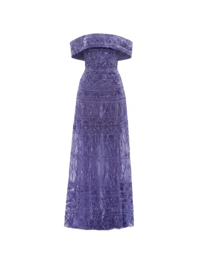 Saiid Kobeisy Beaded Sequin-embellished Maxi Dress In Orange