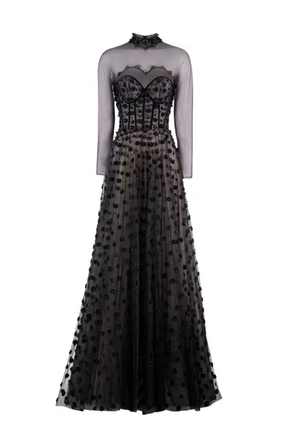Saiid Kobeisy Beaded Tulle Dress With Polka Dots