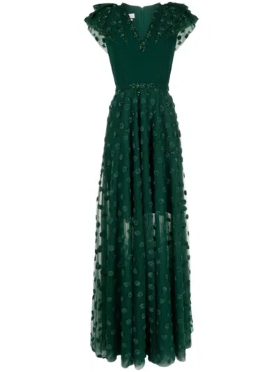 SAIID KOBEISY BEADED TULLE DRESS WITH POLKA DOTS