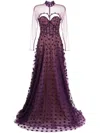 Saiid Kobeisy Beaded Tulle Dress With Polka Dots In Purple