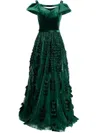 Saiid Kobeisy Beaded Tulle Skirt With Velvet Bodysuit In Green