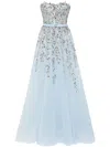 Saiid Kobeisy Beaded Tulle Strapless Gown In 蓝色