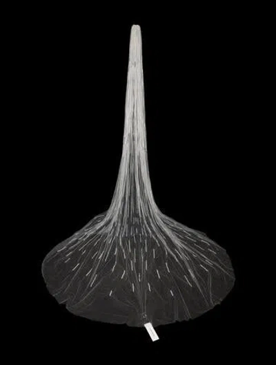 Pre-owned Saiid Kobeisy Beaded Tulle Veil W/ Tags In White