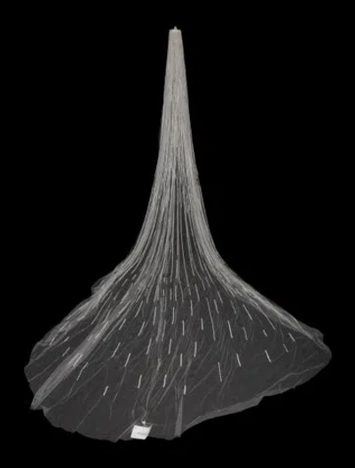 Pre-owned Saiid Kobeisy Beaded Tulle Veil W/ Tags In White