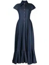 Saiid Kobeisy Bonded-seam Washed Denim Maxi Dress In Blue