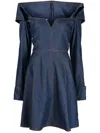 Saiid Kobeisy Bonded-seam Washed Denim Minidress In Blue