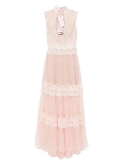 Saiid Kobeisy Bow Lace Dress In Pink