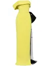 Saiid Kobeisy Crepe Off-shoulder Dress With A Tulle Bow In Green