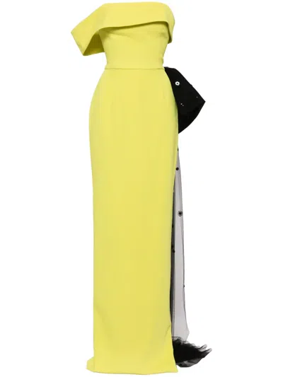 Saiid Kobeisy Bow Off-shoulder Gown In Green
