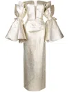 Saiid Kobeisy Brocade-effect Off-shoulder Dress In Gold