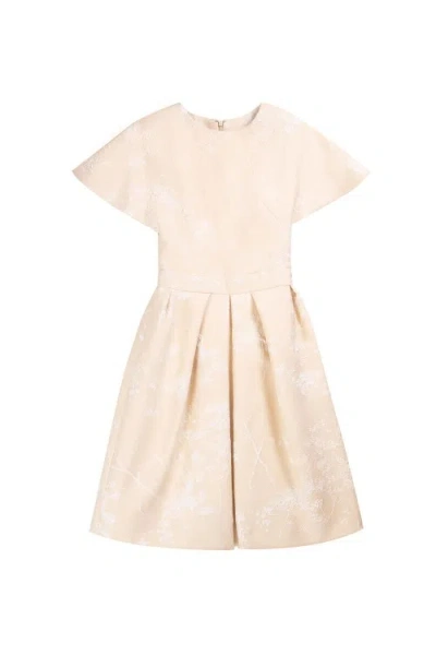 Saiid Kobeisy Brocade Flared Knee Length Dress In Neutral