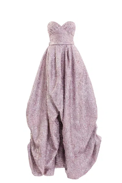 Saiid Kobeisy Brocade High-low Dress In Purple
