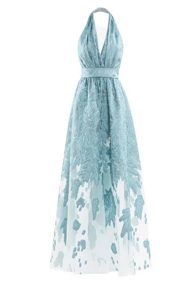 Saiid Kobeisy Brocade Jumpsuit In Blue