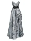 Saiid Kobeisy Brocade Long Dress In Gray