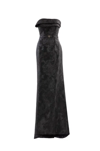 Saiid Kobeisy Brocade Long Fitted Dress In Animal Print