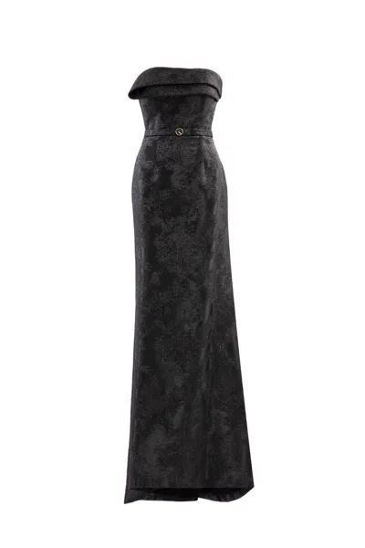 Saiid Kobeisy Brocade Long Fitted Dress In Black