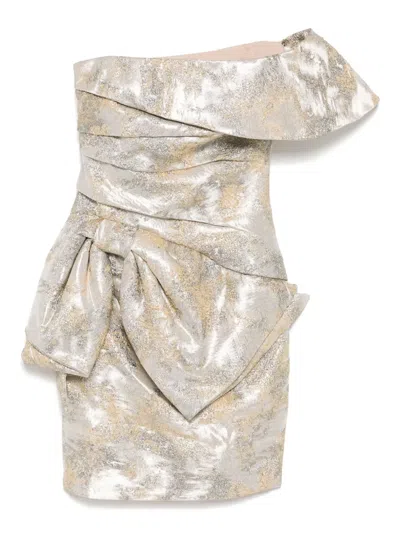 Saiid Kobeisy Brocade Short Dress In Neutral