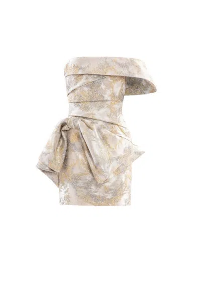 Saiid Kobeisy Brocade Short Dress In Metallic