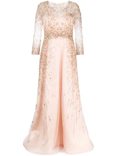 Saiid Kobeisy Canton Crepe Beaded Dress In Pink