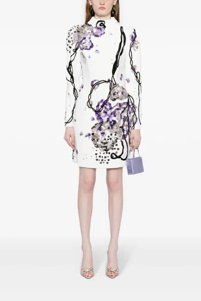Saiid Kobeisy Canton Crepe Mini Beaded Dress In Multi