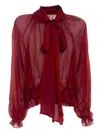 Saiid Kobeisy Chiffon Bow Blouse In Red