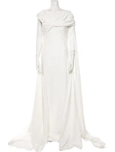 Pre-owned Saiid Kobeisy Cowl Neck Long Dress In White