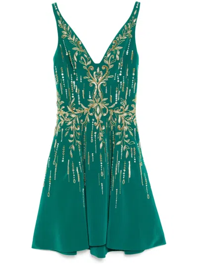 Saiid Kobeisy Crepe Beaded Dress In Green