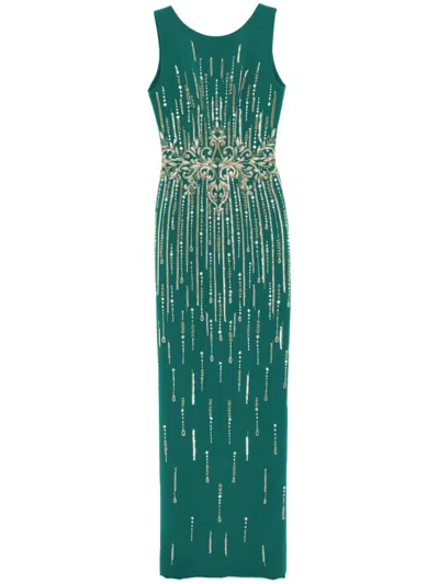 Saiid Kobeisy Crepe Beaded Dress In Green