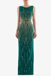 Saiid Kobeisy Long Crepe Beaded Dress In Multi