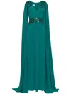 Saiid Kobeisy Crepe Cape Dress In Green