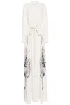 Saiid Kobeisy Crepe Floral Printed Kaftan In White