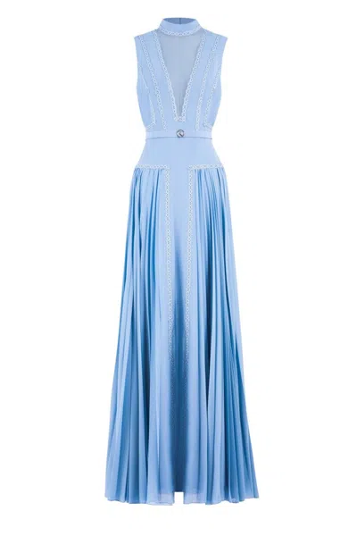 Saiid Kobeisy Crepe Georgette Dress In Blue