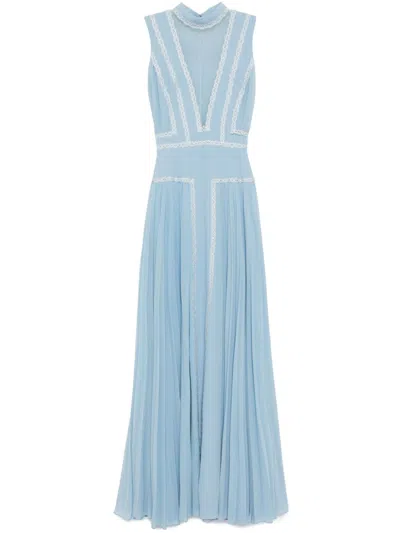 Saiid Kobeisy Crepe Georgette Dress In Blue