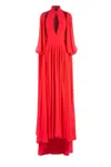 Saiid Kobeisy Crepe Georgette Long Dress In Red