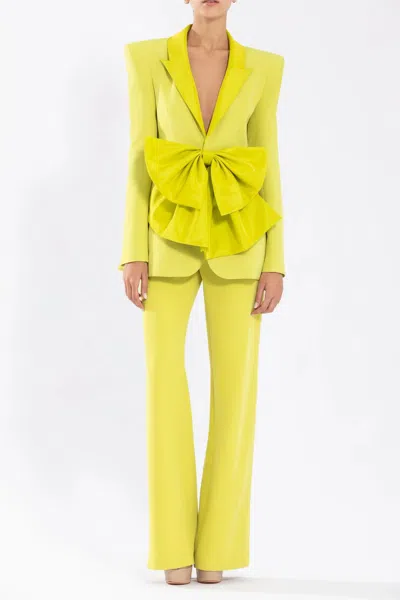 Saiid Kobeisy Crepe Jacket With Classic Pants In Green