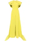 Saiid Kobeisy Crepe Jumpsuit With Back Overskirt In Green