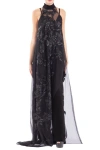 Saiid Kobeisy Crepe Jumpsuit With Beaded Maxi Top In Black