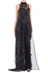 Saiid Kobeisy Crepe Jumpsuit With Beaded Maxi Top In Multi