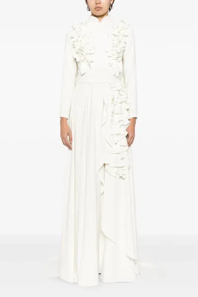 SAIID KOBEISY CREPE KAFTAN WITH 3D LASER-CUT EMBROIDERY