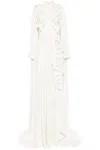 Saiid Kobeisy Crepe Kaftan With 3d Laser-cut Embroidery In White