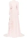 Saiid Kobeisy Crepe Kaftan With Organza Flowers