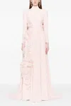 Saiid Kobeisy Crepe Kaftan With Organza Flowers In Neutral