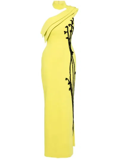 SAIID KOBEISY CREPE, OFF-SHOULDER DRESS WITH BEADING
